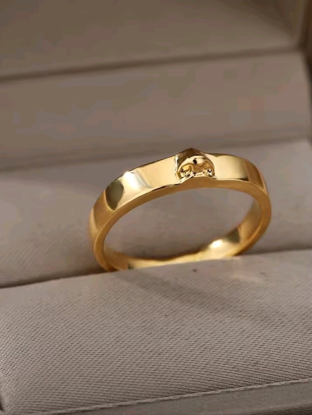 Gold-Tone Triple Band Statement Ring - Unisex Jewelry - Picture 5 of 7